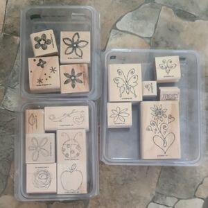 3 Sets Of Flower Stamps